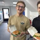 Elliot Wright and Jacob Panons with the new McDonald's burgers