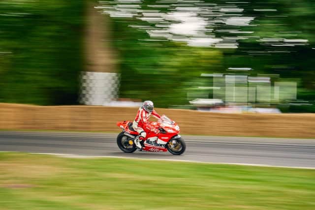 A Ducati Desmosedici GP6 takes to the Hill at the 2022 Festival of Speed.