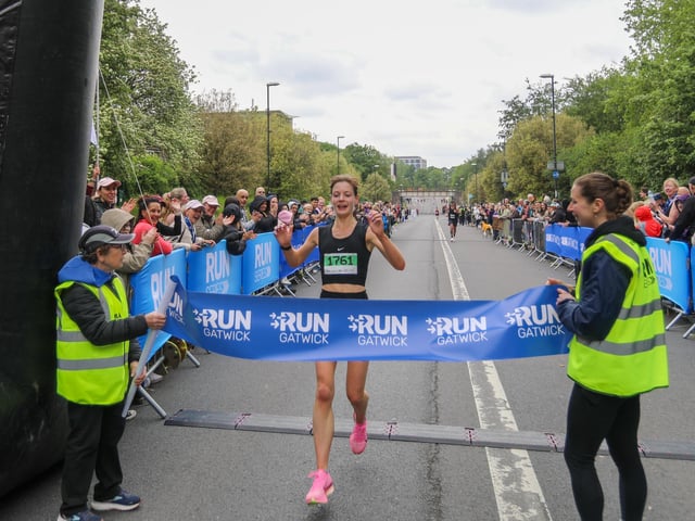 Katie Newton was the first women home in the Run Gatwick Half Marathon | Picture: Grant Mansfield/Mansfield Media