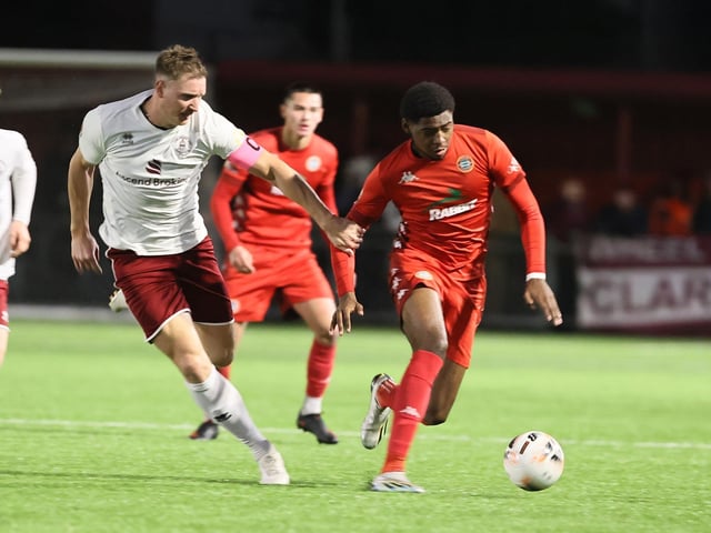 Action from Worthing FC's 3-1 home defeat to Chelmsford in the National League South at Woodside Road