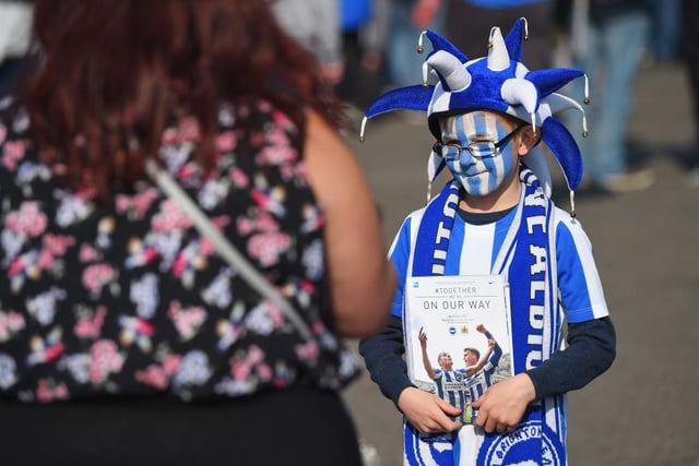 Brighton fans enjoy the pre match atmosphere prior to the Sky Bet Championship match between Brighton & Hove Albion and Bristol City at Amex Stadium on April 29, 2017.