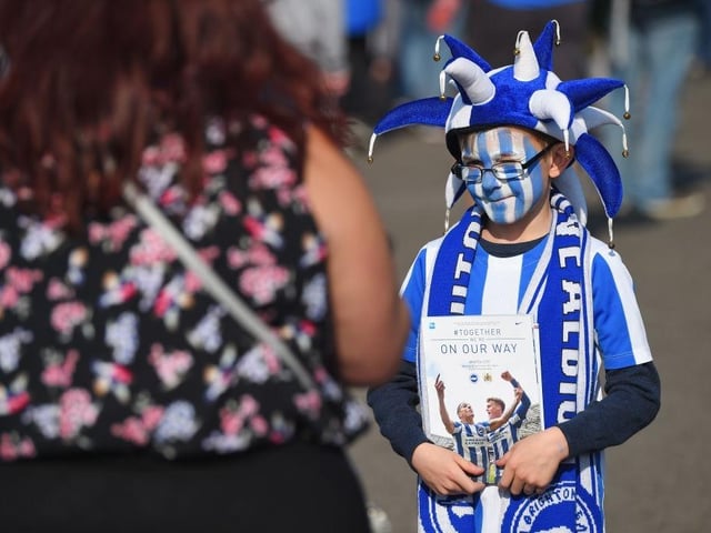 Brighton fans enjoy the pre match atmosphere prior to the Sky Bet Championship match between Brighton & Hove Albion and Bristol City at Amex Stadium on April 29, 2017.