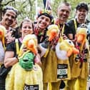 Seven 'emus' raised money for Woodlands Meed College by completing the TCS London Marathon on Sunday, April 21. Photo courtesy of Sportograf via Woodlands Meed