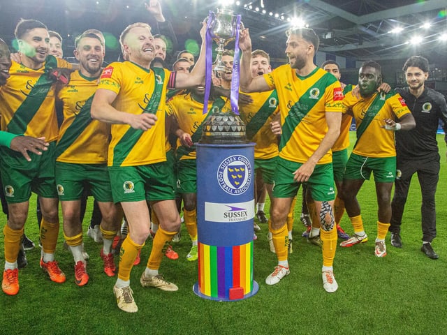 Horsham FC are champions of Sussex again after their last-gasp Sussex Transport Senior Cup final win over Littlehampton Town.
