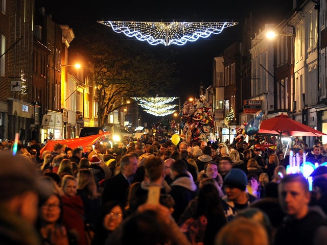 The city centre packed with people for the 2015 switch on