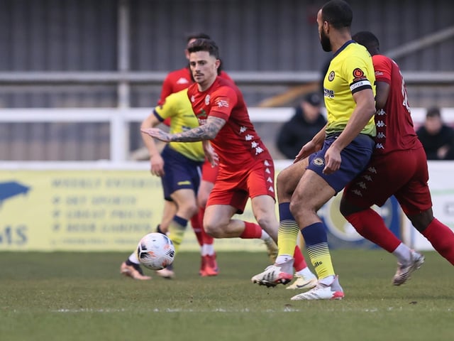 Action from Worthing's 1-0 win at Farnborough in the National League South