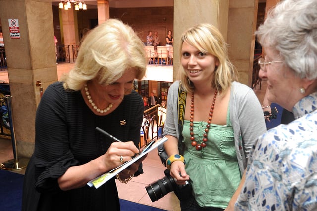 Joanna Lumley signing autographs during the 2009 visit
