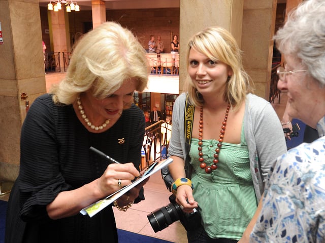 Joanna Lumley signing autographs during the 2009 visit