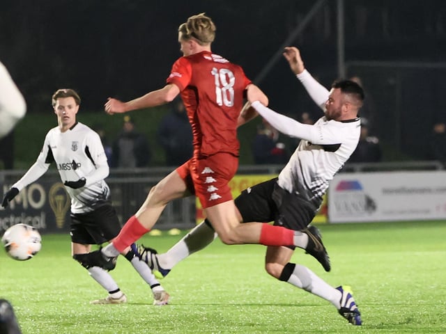 Action from Worthing's 3-1 home loss to Weymouth in National League South