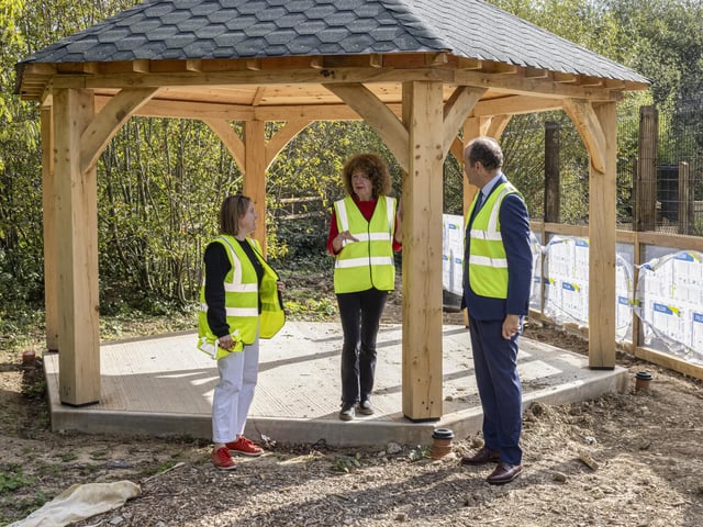 Visiting Project Terrapin education facility – The Lord-Lieutenant of East Sussex with Gemma Price (Head of Education) and Stephanie Smith (Raystede CEO)