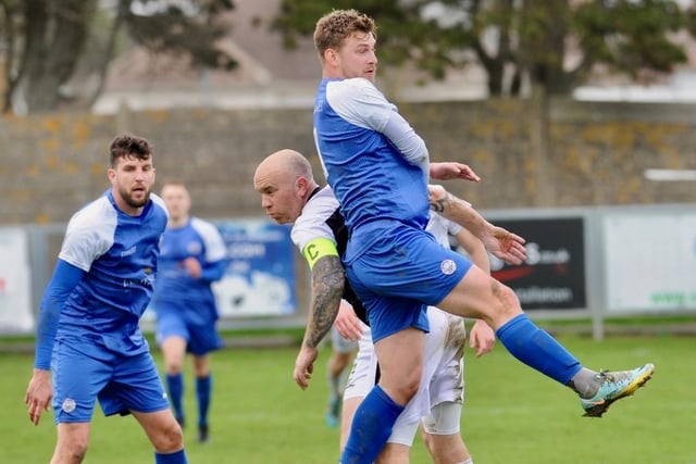 Action from Shoreham's 1-0 win over East Preston at Middle Road in division one of the SCFL