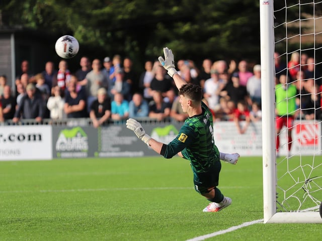 National League South action at Woodside Road between Worthing and Truro City