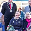 L to R: Peacehaven Mayor David Seabrook; Julia; Lynne; Telscombe Cliffs Mayor Laurence O'Connor