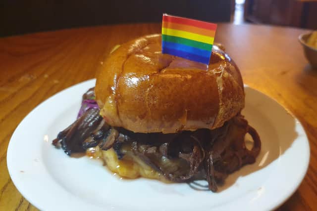 The Breakfast Club Pulled beef Birria sandwich