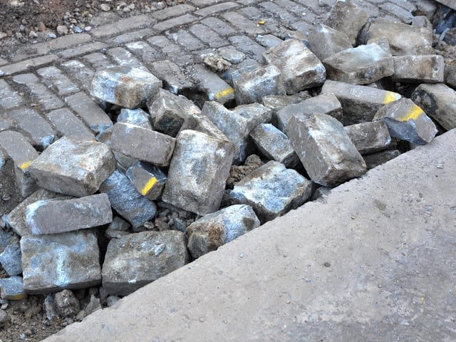 Roadworks just down from Burgess Hill railway station have exposed some old brickwork. SR2210185