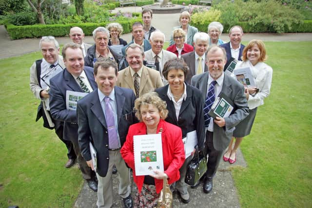 Christine Costin with Britain in Bloom judges  as they toured Park House Garden in North Street, Horsham. Photo by Steve Cobb