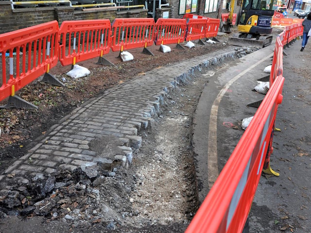 Roadworks just down from Burgess Hill railway station have exposed some old brickwork. Robards SR2210185