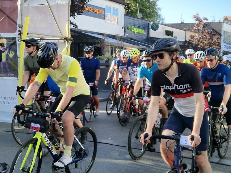 Riders set off in batches. Photo: Lawrence Smith