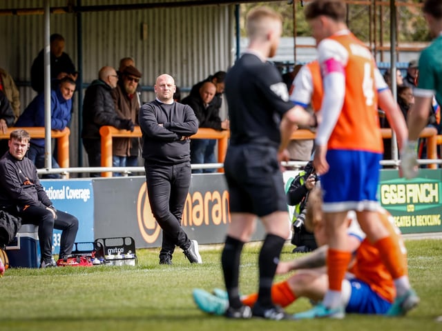 Action from Eastbourne Borough's final-day 3-2 win at Braintree - the Sports have stayed up with six points to spare