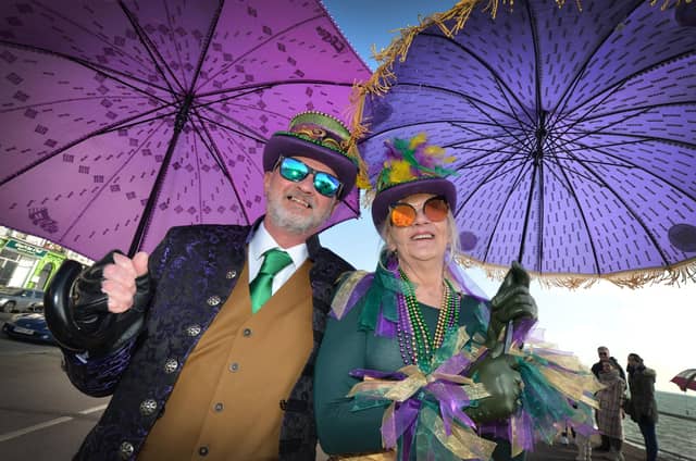 The Umbrella Parade on March 2 2025, which is part of Fat Tuesday. Photo taken at the start of the parade on St Leonards seafront.