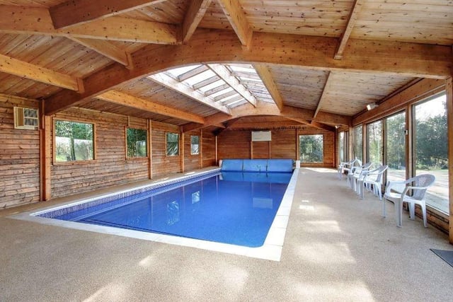 The indoor swimming pool.