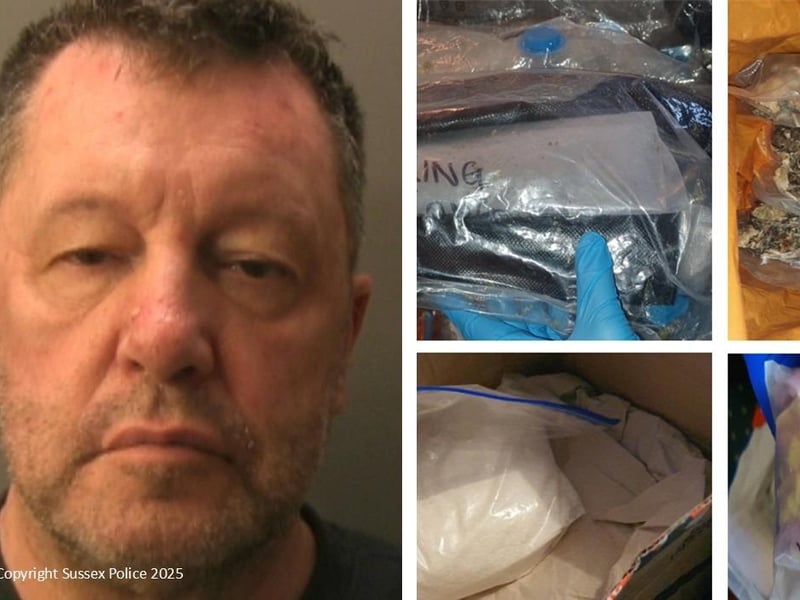 A fourth man has been jailed in relation to a multi-kilo drug supply disrupted by Sussex & Surrey Serious and Organised Crime Unit. Nigel Evendon, 59, appeared at Lewes Crown Court on August 29. This follows three men being jailed for their involvement in the same operation earlier this year. The investigation by the Sussex & Surrey Serious and Organised Crime Unit into the UK-wide operation began in 2023. After building a significant amount of evidence suggesting Evendon’s involvement in the operation, officers executed a warrant at his address. On February 26 this year, officers conducted a search at an address in Eastbourne Road, Halland, near Lewes. Officers seized: 3kg of ketamine;  ecstasy (MDMA); multiple bags of cannabis; four bags of magic mushrooms; 500g cocaine; £700 in cash; multiple offensive weapons including truncheons, knives and firearms. Evendon was at the property and was arrested on suspicion of being concerned in the supply of class A and B drugs, possessing a firearm without a certificate, possessing, acquiring or using criminal property, possessing an offensive weapon in a private place, possessing a weapon for the discharge of a noxious liquid, gas or electrical incapacitation device. On February 28 at Brighton Magistrates’ Court, he was charged with being concerned in the supply of cocaine, cannabis, cannabis resin, ketamine and ecstasy (MDMA), possession of a firearm without a certificate, possession of a firearm of length less than 30cm or 60cm prohibited weapon, five counts of possession of an offensive weapon in a private place, participating in the criminal activities of an organised crime group, and remanded in custody. A month later, on March 28 he appeared at the same court and pleaded guilty to participation in an organised crime group, two counts of possession with intent to supply a class A drug, possession with intent to supply a class B drug, being concerned in the supply of a class B drug, two counts of possessing a prohibited firearm and ten counts of