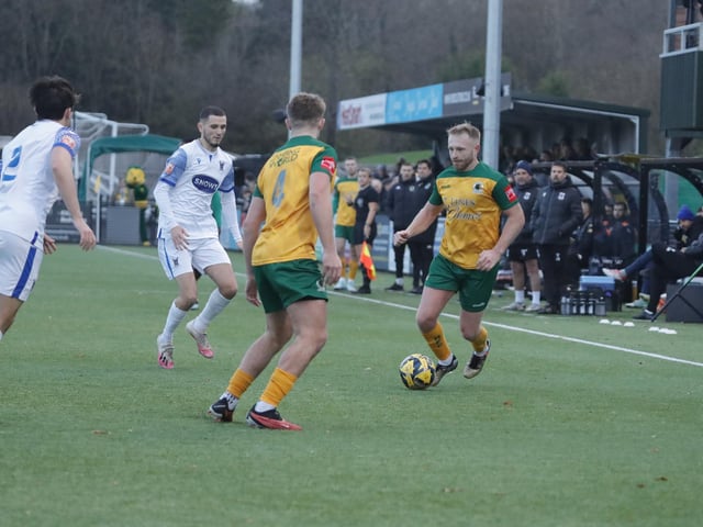 FA Trophy action between Horsham and AFC Totton