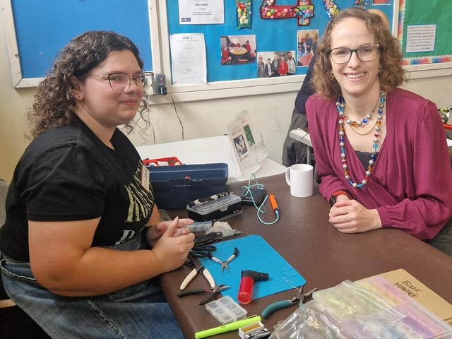 Mid Sussex MP Alison Bennett with volunteer repairer Marta at Lindfield Repair Café