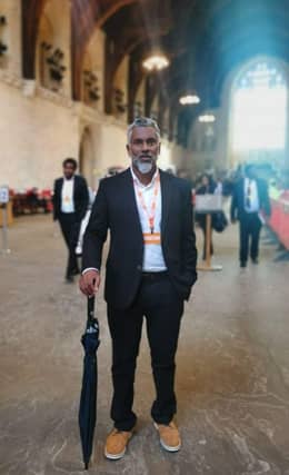 Ajit Chambers pictured in Parliament, exposing corruption within the food chain of the companies involved in the Whistleblowing Bill.