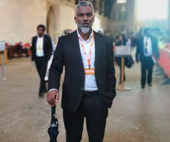 Ajit Chambers pictured in Parliament, exposing corruption within the food chain of the companies involved in the Whistleblowing Bill.