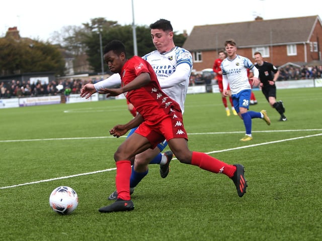Action and goal celebrations from Worthing FC's 3-2 National South win over Havant and Waterlooville at Woodside Road