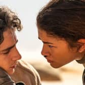 Timothée Chalamet as Paul and Zendaya as Chani in Dune: Part Two
