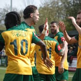 Horsham celebrate a goal in Saturday's win over Cray Wanderers. Picture by John Lines