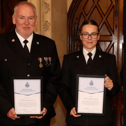 Megan Lloyd and Damian Cecil, of Horsham Neighbourhood Policing Team, received commendations at Sussex Police’s West Sussex Divisional Awards. Photo: Sussex Police