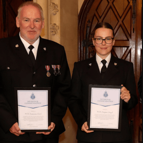 Megan Lloyd and Damian Cecil, of Horsham Neighbourhood Policing Team, received commendations at Sussex Police’s West Sussex Divisional Awards. Photo: Sussex Police
