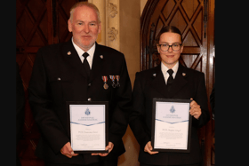 Megan Lloyd and Damian Cecil, of Horsham Neighbourhood Policing Team, received commendations at Sussex Police’s West Sussex Divisional Awards. Photo: Sussex Police