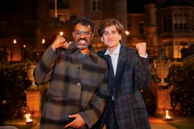 Romesh Ranganathan and actor Sebastian Croft after they have won the 2026 series of BBC1's The Celebrity Traitors as faithfuls | Picture: Paul Chappells/ Studio Lambert/BBC/Press Association