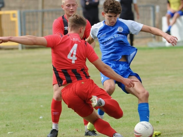 Action from a pre-season friendly between Shoreham and Worthing United at Middle Road