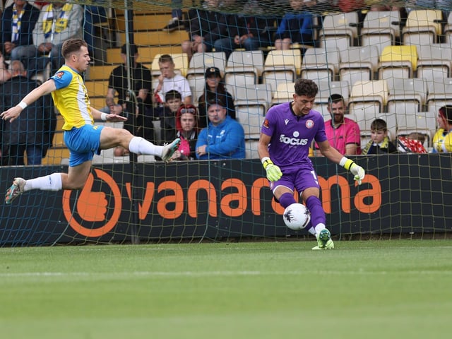 Action from Worthing's 3-0 win at Torquay United which put them top of National League South