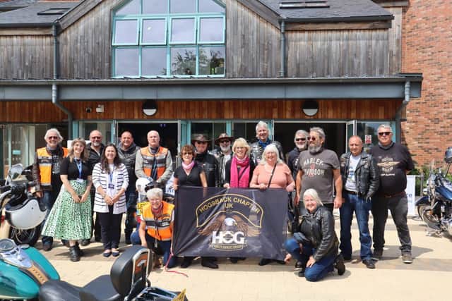 Hogsback Chapter of Harley Davidsons in front of St Wilfrid's Hospice, Chichester