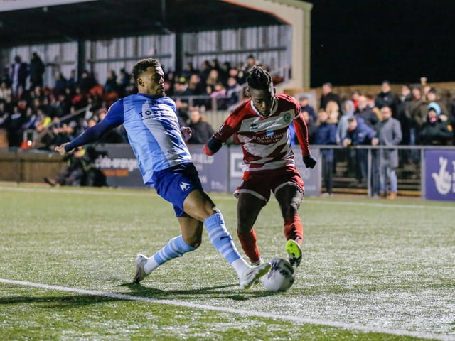 Action from Eastbourne Borough's home defeat by Torquay United in National League South