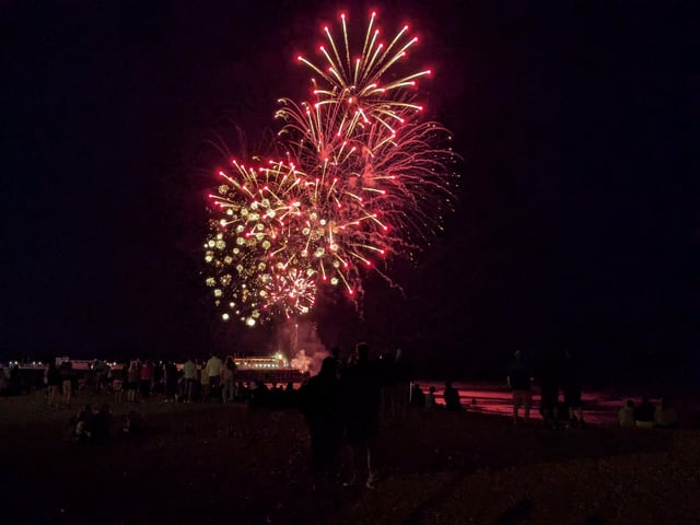 Worthing Lions Festival fireworks were launched from the end of Worthing Pier on July 27, 2024, to a crowd of hundreds on the beach and promenade