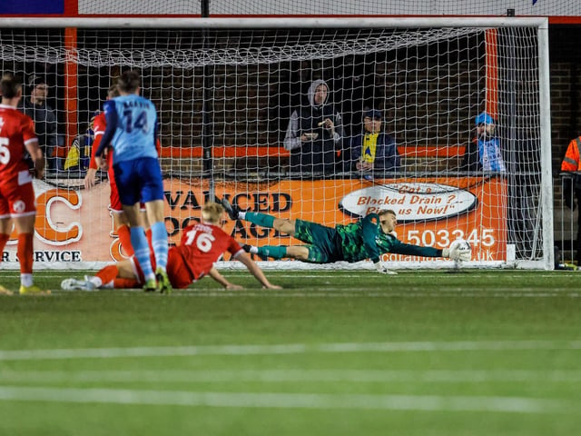 Action from Eastbourne Borough's home defeat by Torquay United in National League South