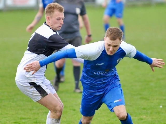 Action from Shoreham's 1-0 win over East Preston at Middle Road in division one of the SCFL