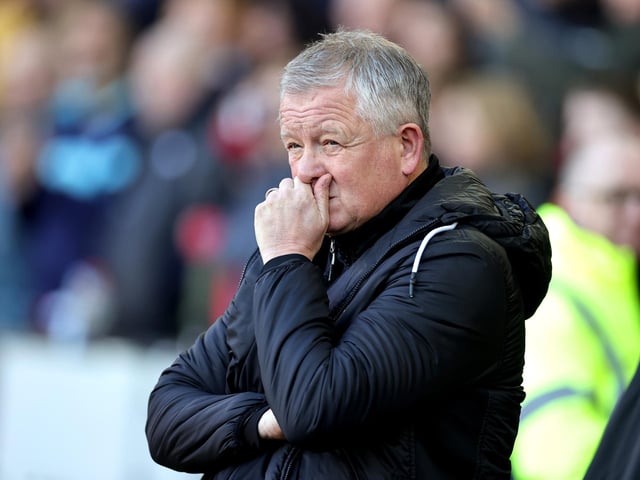 Chris Wilder, Manager of Sheffield United, looks on during the Premier League match between Sheffield United and Brighton & Hove Albion at Bramall Lane on February 18, 2024 in Sheffield, England. (Photo by David Rogers/Getty Images)