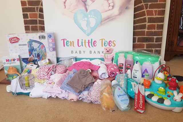 Local housebuilder Crest Nicholson is supporting Ten Little Toes Baby Bank this festive season on behalf of the community at its Kilnwood Vale and Westvale Park developments near Crawley. Picture contributed