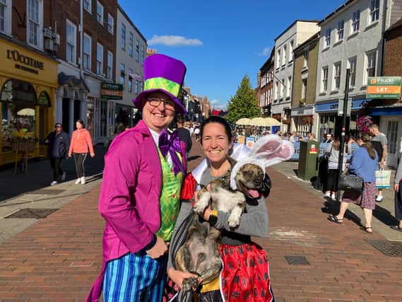 Richard from Eastbourne, Lilla from Midhurst and Gizmo the rescue dog from Romania in Chichester today
