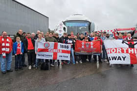 Worthing FC fans on their trip to National League North Alfreton Town in the FA Cup