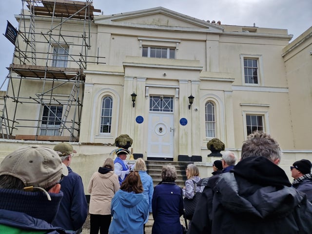 Worthing town crier Bob Smytherman launched his new walk on Tuesday, April 2, followed by afternoon tea at Worthing Town Hall to raise money for the mayor's charities, Broadwater Support Group and Community Hub, CYCALL inclusive cycling and the Parkinson's UK Worthing and Washington Group. Using information provided by The Worthing Society, Bob led a group of around 20 people on a three-hour walk around the town centre and seafront, giving many stories of the area's history en route.