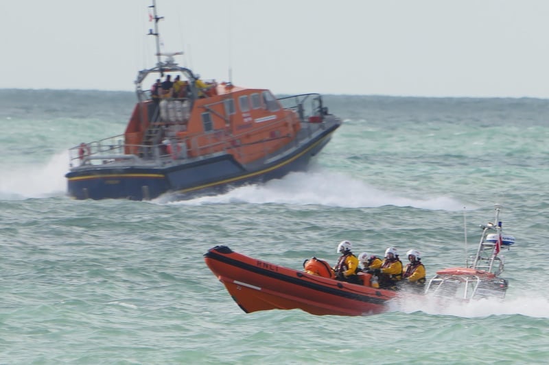 Shoreham RNLI and the Brighton lifeboat in action off Hove in 2022